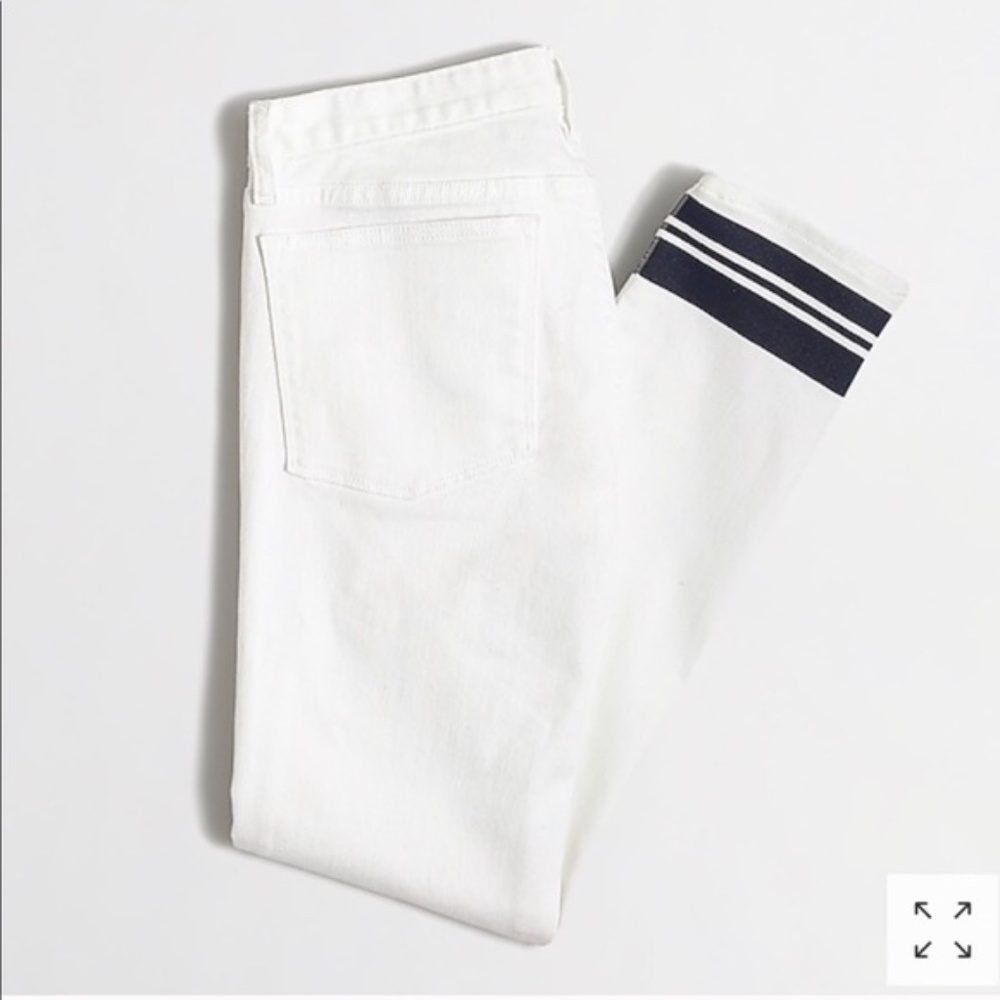 J Crew Grosgrain Striped Hem Skinny Jeans - 26 - Picture 2 of 8